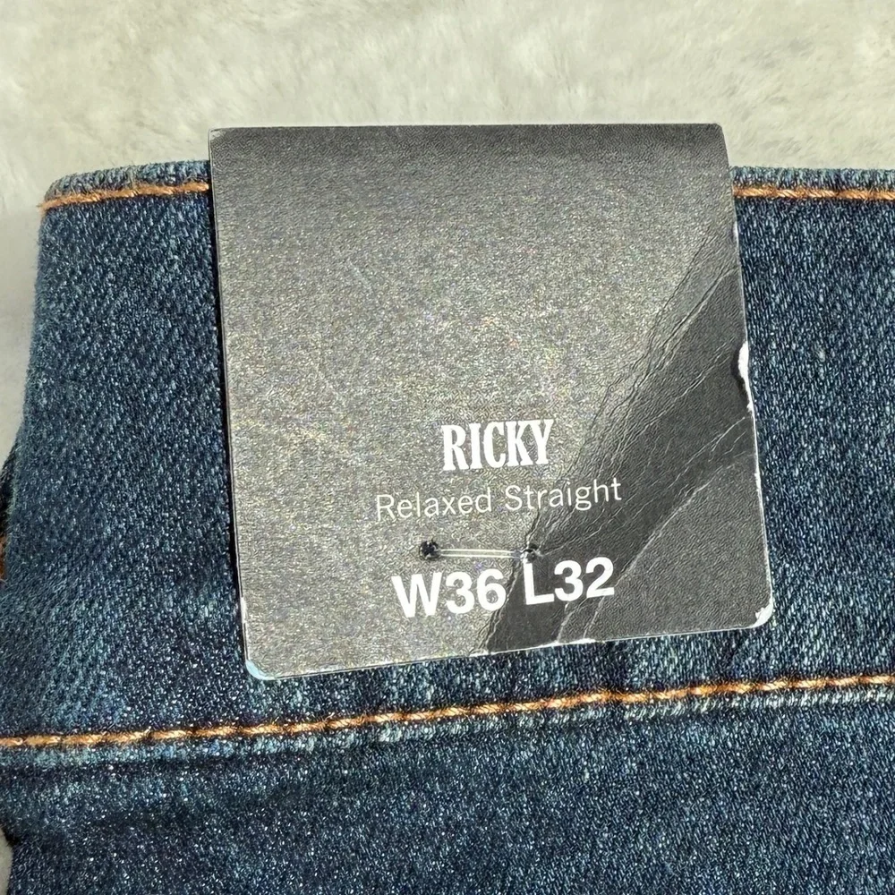 TRUE RELIGION Men's Ricky Flap SN Relaxed Straight Leg Jeans SIZE 36x32 Dark NEW